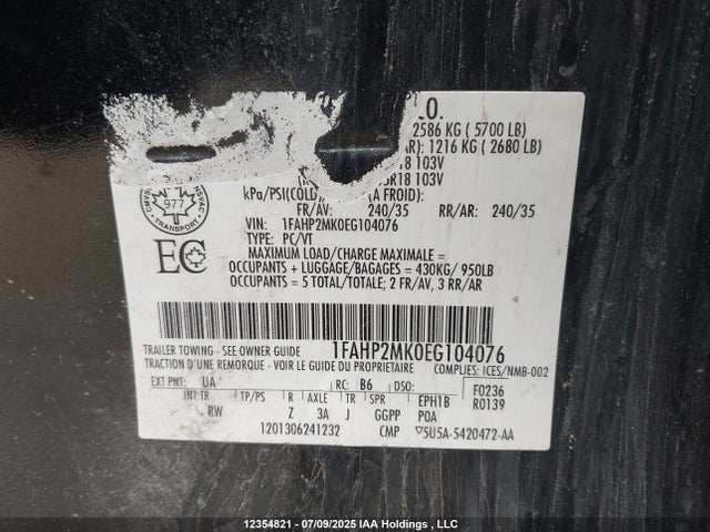 Ford 2014 2014 1FAHP2MK0EG104076 Image 9