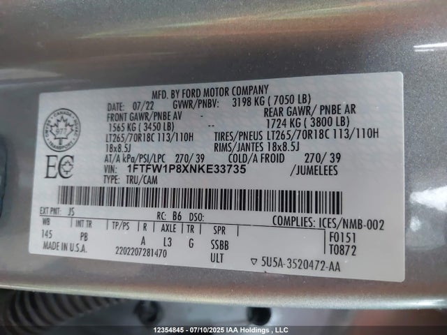 1FTFW1P8XNKE33735 Ford gtdi
