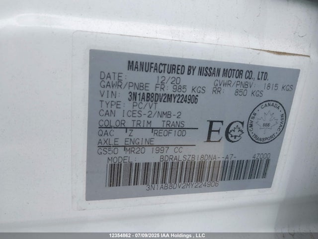 Nissan Sentra 2021 3N1AB8DV2MY224906 Image 9