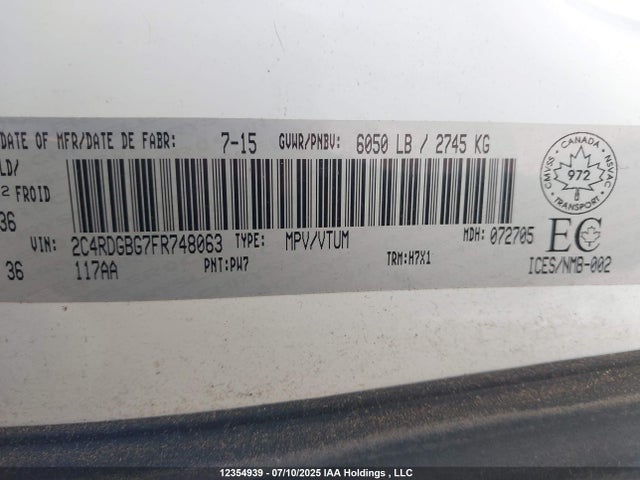 2C4RDGBG7FR748063 Dodge Grand Caravan
