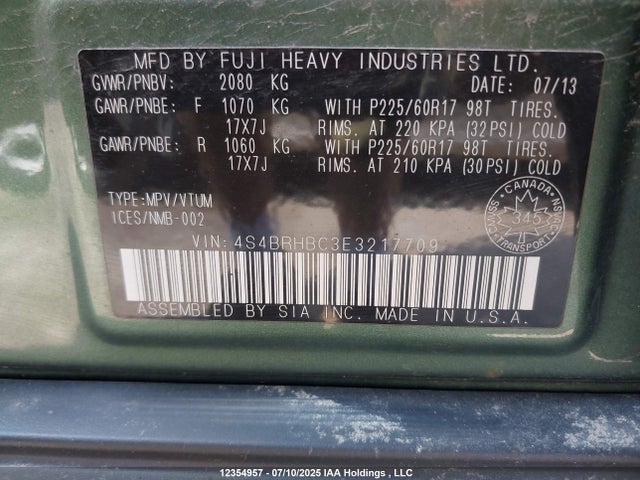 4S4BRHBC3E3217709 Subaru 2.5na C5