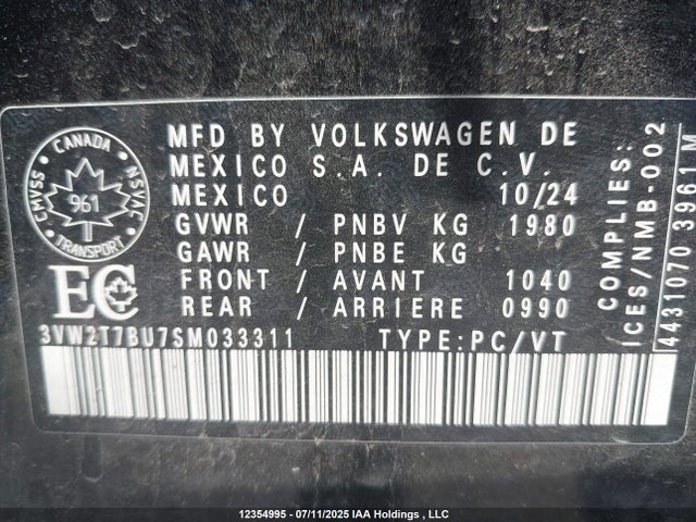 3VW2T7BU7SM033311 Volkswagen tsi