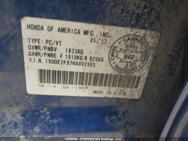 Acura k24v7 2017 19UDE2F87HA802905 Image 9
