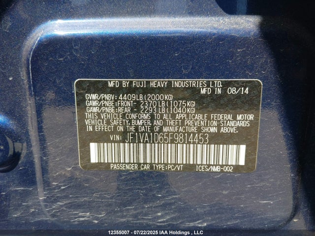 JF1VA1D65F9814453 Subaru dib turbo
