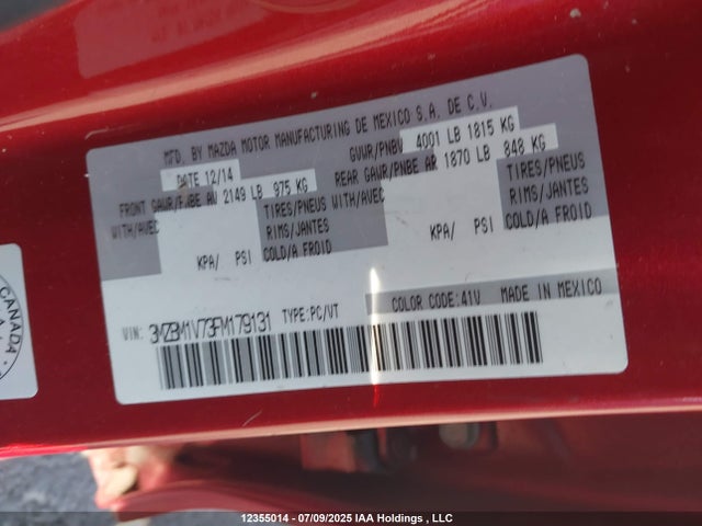 3MZBM1V73FM179131 Mazda pe