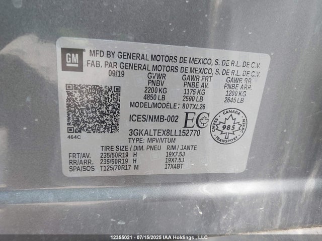 3GKALTEX8LL152770 GMC ltg