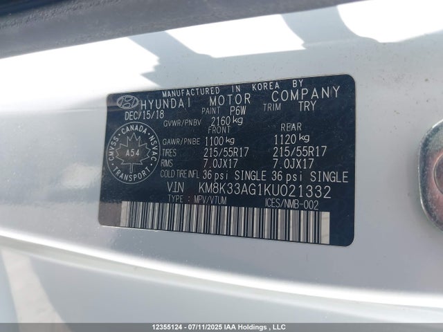 KM8K33AG1KU021332 Hyundai hmc battery + traction motor