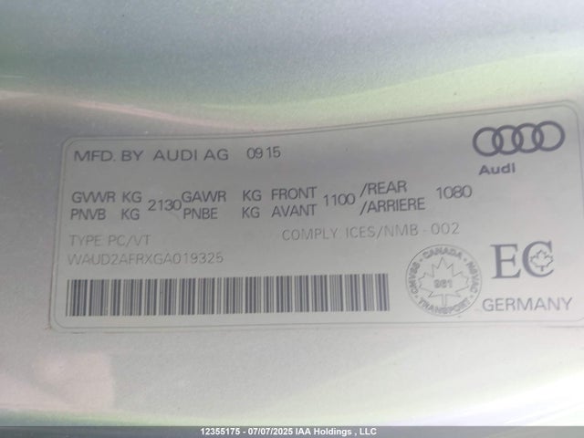 Auction sale of the 2016 Audi A5 Premium Plus S-line, vin: WAUD2AFRXGA019325, lot number: 12355175