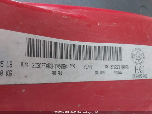 3C3CFFAR3HT704594 Fiat 500