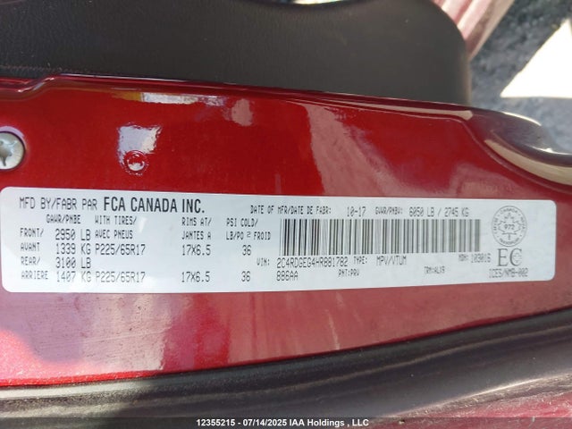2C4RDGEG4HR881782 Dodge 2017