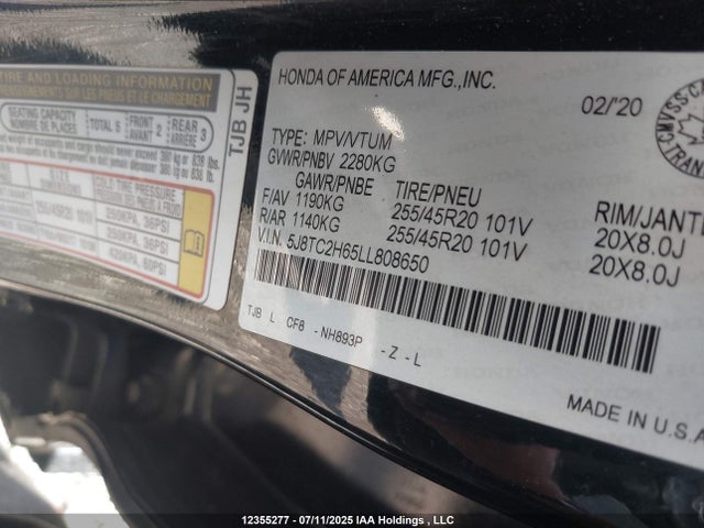 5J8TC2H65LL808650 Acura k20c4