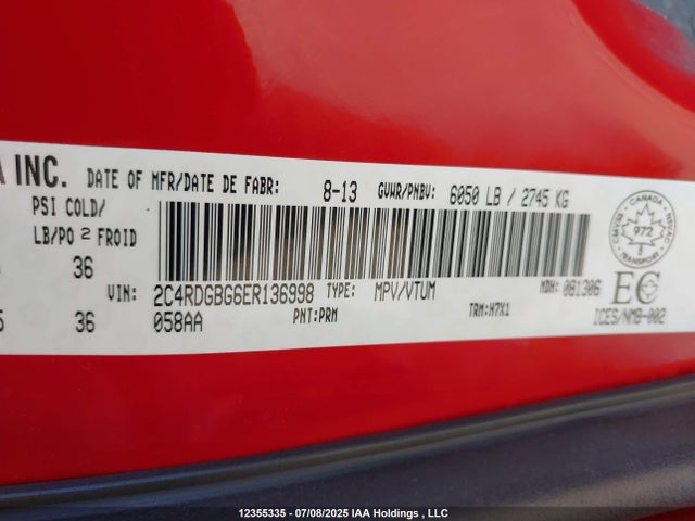 2C4RDGBG6ER136998 Dodge 2014
