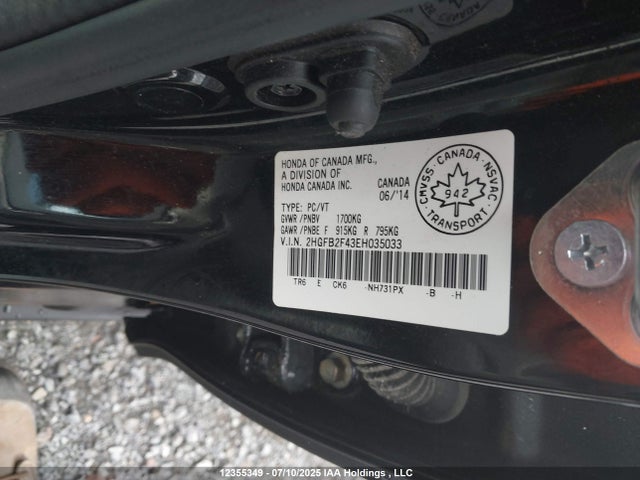 2HGFB2F43EH035033 Honda r18z1