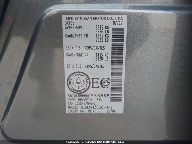 5N1DL0MM6HC555658 Infiniti QX60