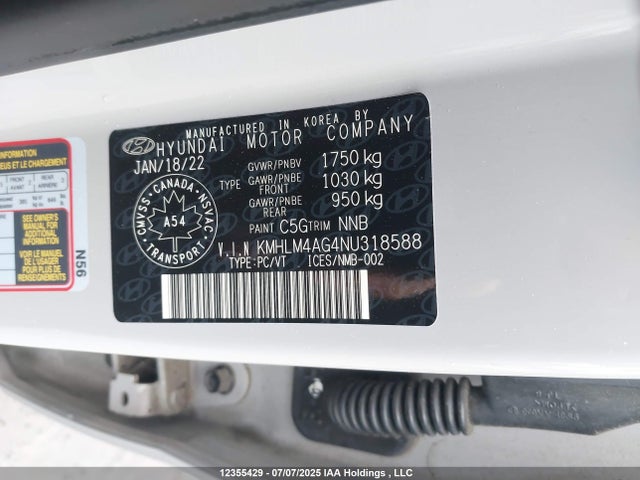 KMHLM4AG4NU318588 Hyundai mpi nu pe