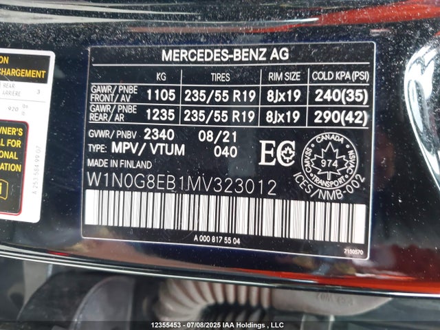 W1N0G8EB1MV323012 Mercedes-Benz m264