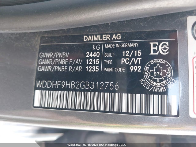WDDHF9HB2GB312756 Mercedes-Benz E-Class