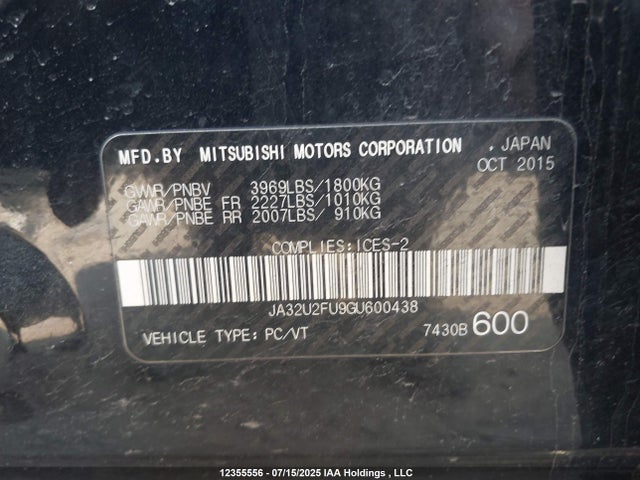 JA32U2FU9GU600438 Mitsubishi dohc mivec