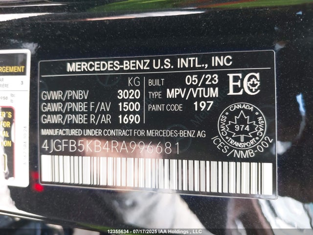 4JGFB5KB4RA996681 Mercedes-Benz m256