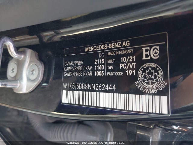 W1K5J5BB8NN262444 Mercedes-Benz m260