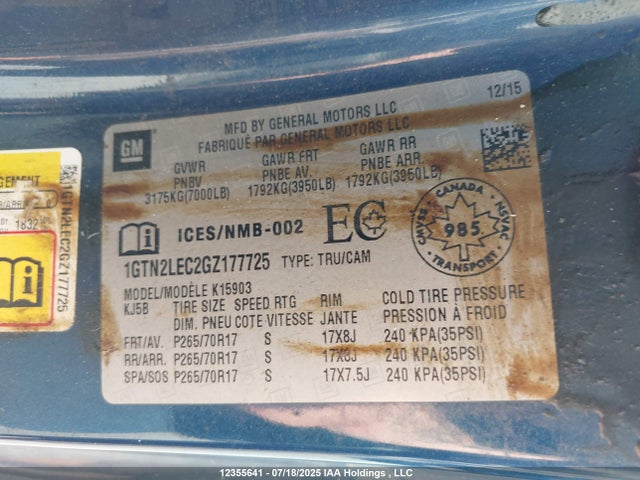 1GTN2LEC2GZ177725 GMC l83 - sidi, vvt, afm, e85 max, aluminum