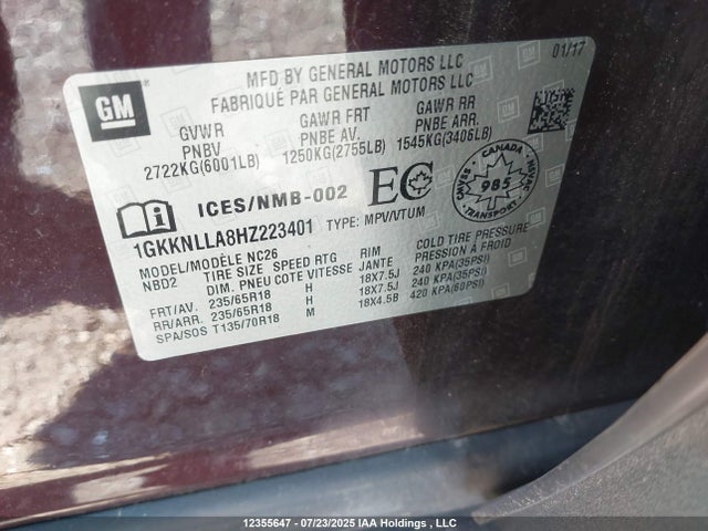 1GKKNLLA8HZ223401 GMC lcv - sidi: spark ignited direct injection, vvt: variable valve timing, dcvcp, e85 max, e0-e100, alum