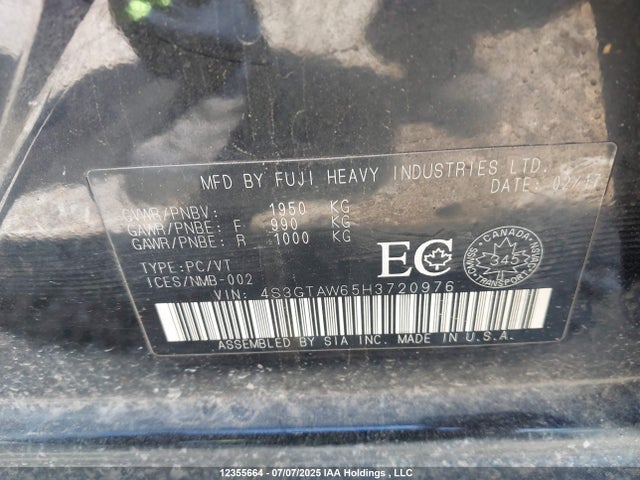 4S3GTAW65H3720976 Subaru na