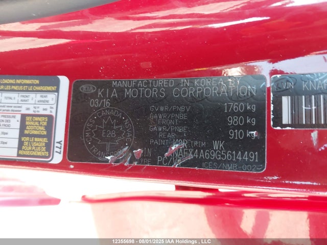 KNAFX4A69G5614491 KIA mpi nu