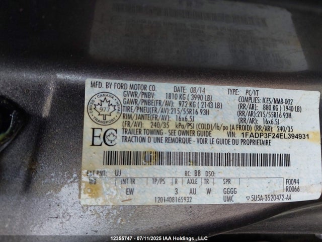 1FADP3F24EL394931 Ford Focus