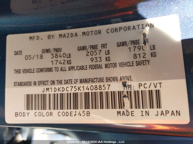 JM1DKDC75K1408857 Mazda pe