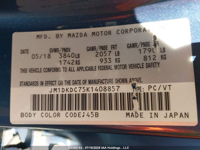 JM1DKDC75K1408857 Mazda pe