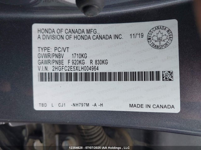 2HGFC2E5XLH004964 Honda k20c2