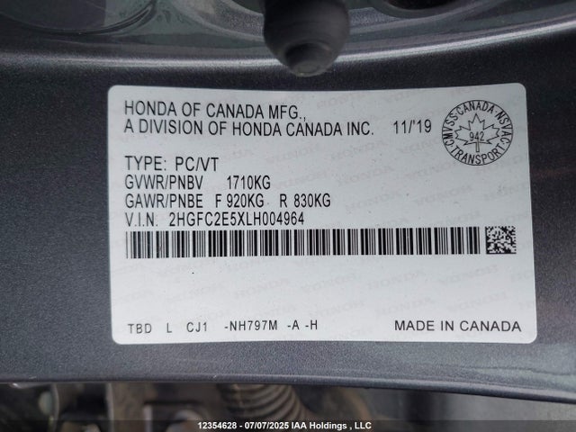 2HGFC2E5XLH004964 Honda k20c2