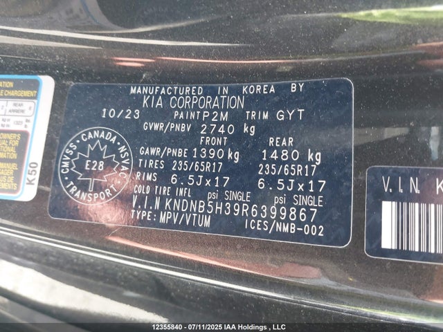 KIA gdi lamda iii 2024 KNDNB5H39R6399867 Image 9