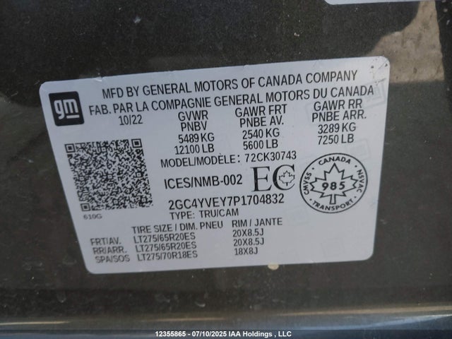 2GC4YVEY7P1704832 Chevrolet l5p