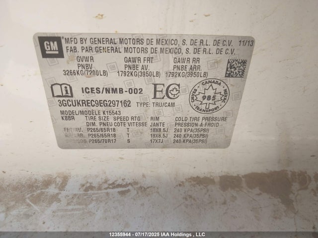 3GCUKREC9EG297162 Chevrolet l83 - vvt, afm (active fuel management), aluminum