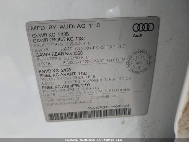 Audi Tdi 2014 WA1VFCFP2EA063624 Image 9