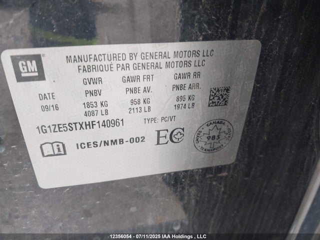 1G1ZE5STXHF140961 Chevrolet lfv - di: direct injection, vvt: variable valve timing, gen 1