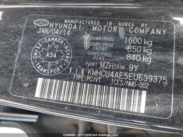KMHCU4AE5EU639375 Hyundai dohc gdi gamma