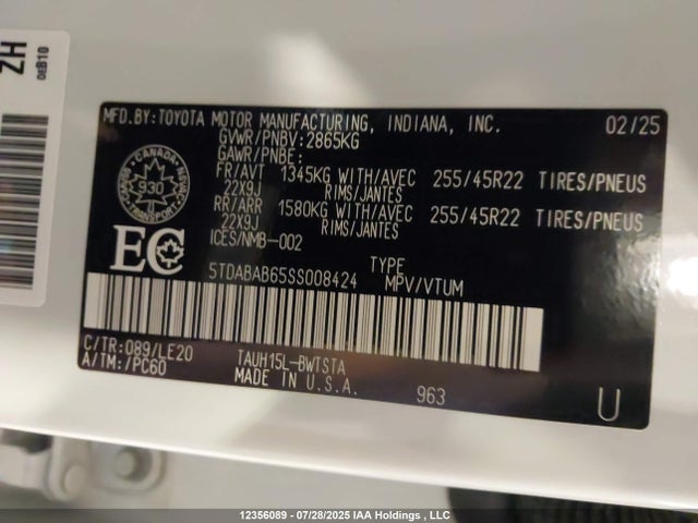 Lexus t24a-fts 2025 5TDABAB65SS008424 Image 9