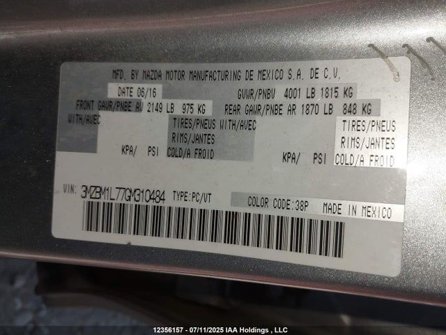 3MZBM1L77GM310484 Mazda pe