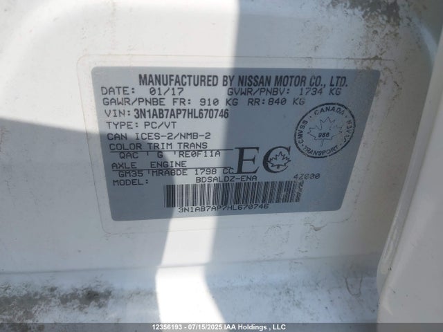 3N1AB7AP7HL670746 Nissan Sentra
