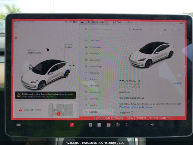 5YJ3E1EB4LF626459 Tesla 2020