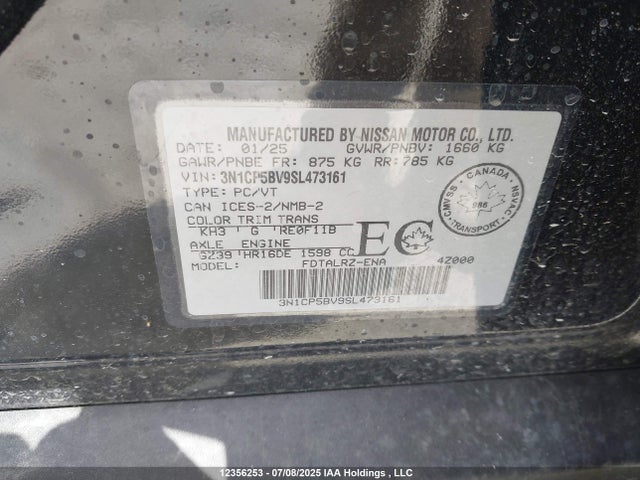 3N1CP5BV9SL473161 Nissan 2025