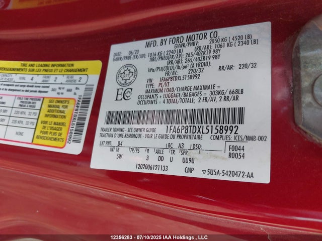 1FA6P8TDXL5158992 Ford Mustang