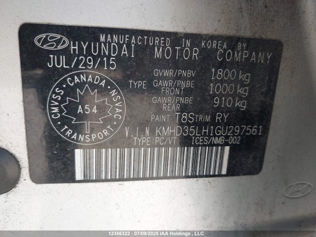 KMHD35LH1GU297561 Hyundai dohc gdi nu