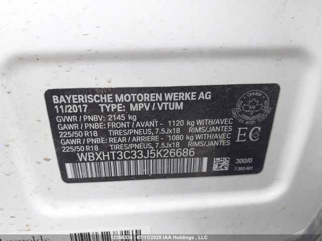 WBXHT3C33J5K26686 BMW 2018