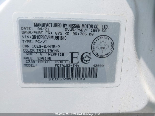 3N1CP5CV9ML501610 Nissan Kicks