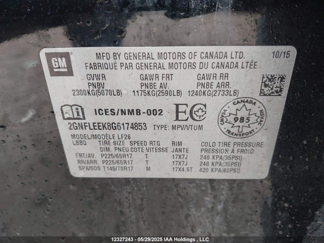 2GNFLEEK8G6174853 Chevrolet lea - e85 max, aluminum