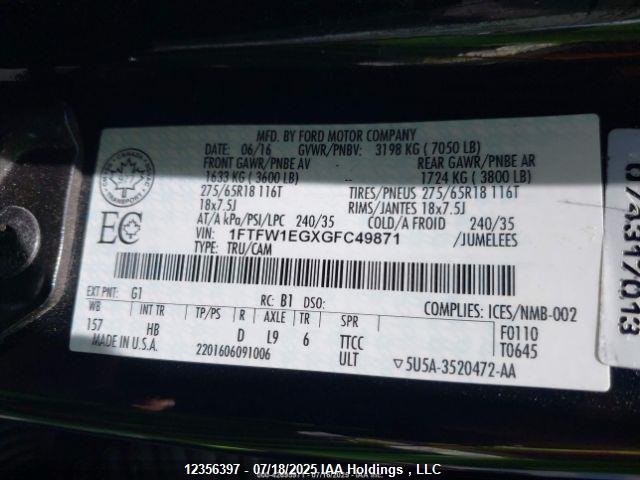 Ford F-150 2016 1FTFW1EGXGFC49871 Image 10